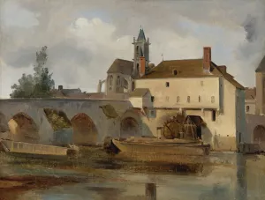 Moret Sur Loing, Le Pont Et L'eglise by Jean-Baptiste-Camille Corot Oil Painting
