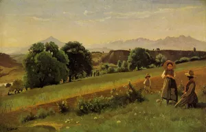 Mornex Landscape by Jean-Baptiste-Camille Corot - Oil Painting Reproduction