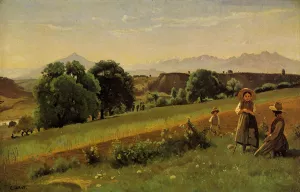 Mornex Landscape Oil painting by Jean-Baptiste-Camille Corot