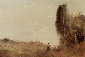 Morning by the Water by Jean-Baptiste-Camille Corot Oil Painting