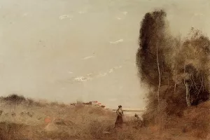 Morning by the Water by Jean-Baptiste-Camille Corot Oil Painting