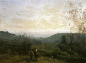 Morning, Fog Effect by Jean-Baptiste-Camille Corot Oil Painting