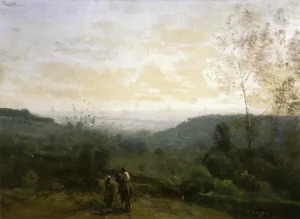 Morning, Fog Effect by Jean-Baptiste-Camille Corot - Oil Painting Reproduction
