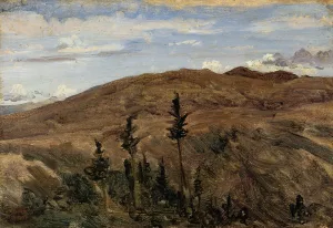 Mountains in Auvergne by Jean-Baptiste-Camille Corot Oil Painting