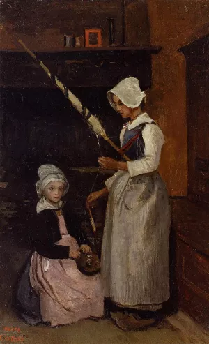 Mur Peasants by Jean-Baptiste-Camille Corot Oil Painting