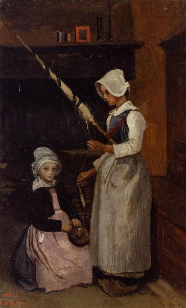 Main Product Photo of Mur Peasants Painting by Jean-Baptiste-Camille Corot