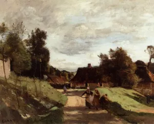 Near the Mill, Chierry, Aisne by Jean-Baptiste-Camille Corot Oil Painting