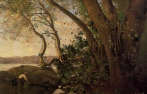 Nemi, the Lake's Edge by Jean-Baptiste-Camille Corot Oil Painting