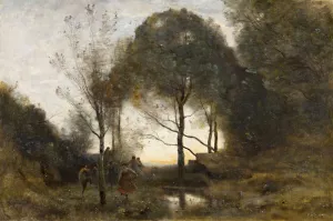 Nymphes et Faunes by Jean-Baptiste-Camille Corot Oil Painting