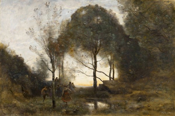 Nymphes et Faunes  by Jean-Baptiste-Camille Corot - Hand-Painted Oil Painting Reproduction