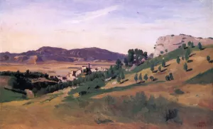 Olevano, the Town and the Rocks by Jean-Baptiste-Camille Corot Oil Painting