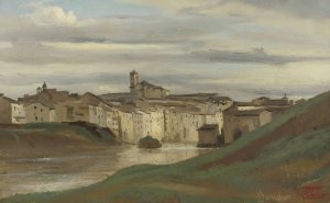 On The Banks Of The Tiber, Rome Oil painting by Jean-Baptiste-Camille Corot