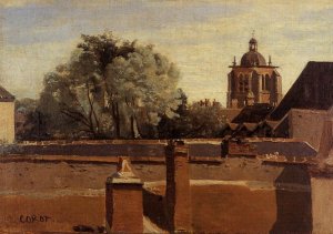 Orleans - View from a Window Overlooking the Saint-Peterne Tower by Jean-Baptiste-Camille Corot Oil Painting