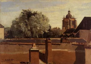 Orleans - View from a Window Overlooking the Saint-Peterne Tower by Jean-Baptiste-Camille Corot Oil Painting