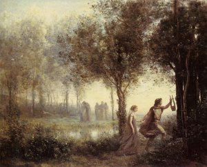 Orpheus Leading Eurydice from the Underworld by Jean-Baptiste-Camille Corot Oil Painting