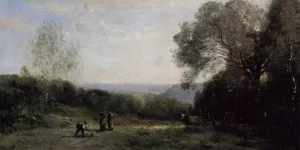 Outside Paris - The Heights above Ville d'Avray by Jean-Baptiste-Camille Corot Oil Painting