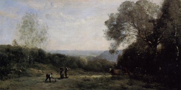 Outside Paris - The Heights above Ville d'Avray by Jean-Baptiste-Camille Corot - Hand-Painted Oil Painting Reproduction