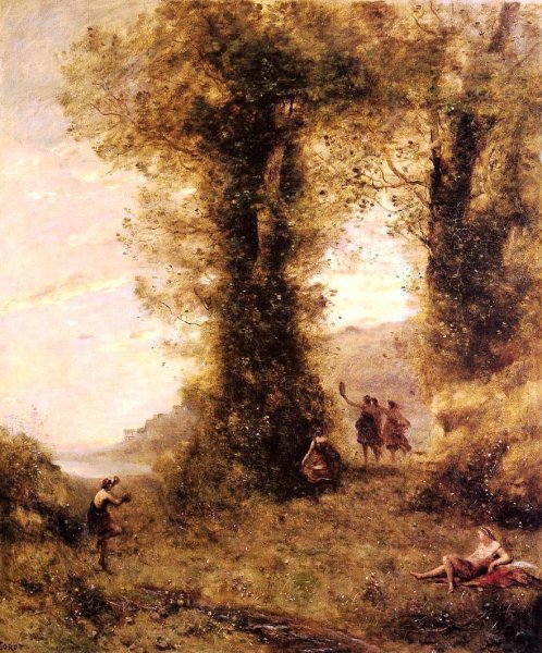 Pastorale by Jean-Baptiste-Camille Corot - Hand-Painted Oil Painting Reproduction