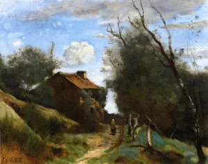 Path Towards a House in the Countryside painting by Jean-Baptiste-Camille Corot