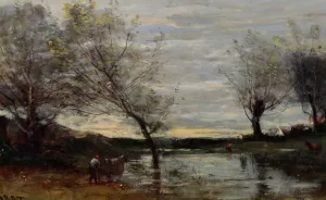 Paturages Marecageux by Jean-Baptiste-Camille Corot - Oil Painting Reproduction
