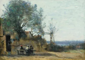Paysans Attables a La Porte D'un Cabaret by Jean-Baptiste-Camille Corot Oil Painting