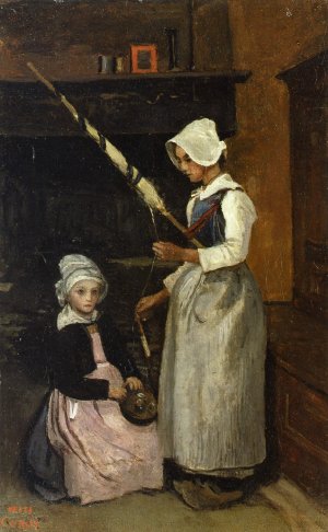 Peasants from Mur Oil painting by Jean-Baptiste-Camille Corot