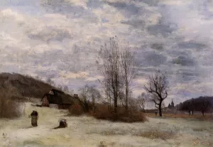 Plains Near Beauvais by Jean-Baptiste-Camille Corot Oil Painting