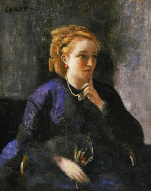 Portrait of a Woman by Jean-Baptiste-Camille Corot Oil Painting
