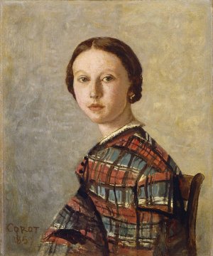 Portrait of a Young Girl by Jean-Baptiste-Camille Corot Oil Painting