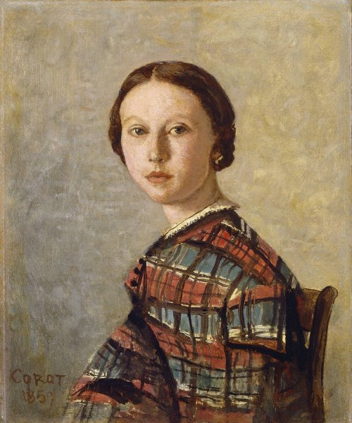 Portrait of a Young Girl  by Jean-Baptiste-Camille Corot - Hand-Painted Oil Painting Reproduction