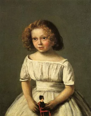 Portrait of Madame Langeron, Four Years Old by Jean-Baptiste-Camille Corot - Oil Painting Reproduction