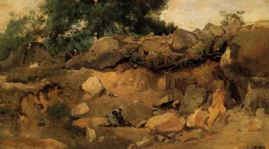 Quarry of the Chaise-Mre at Fontainebleau by Jean-Baptiste-Camille Corot Oil Painting