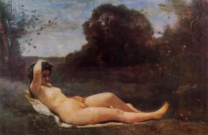 Reclining Nymph by Jean-Baptiste-Camille Corot Oil Painting