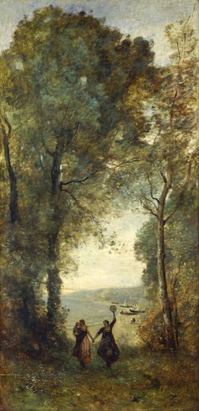 Reminiscence of the Beach of Naples by Jean-Baptiste-Camille Corot Oil Painting