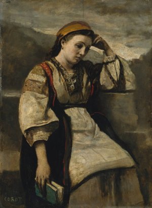 Reverie by Jean-Baptiste-Camille Corot Oil Painting