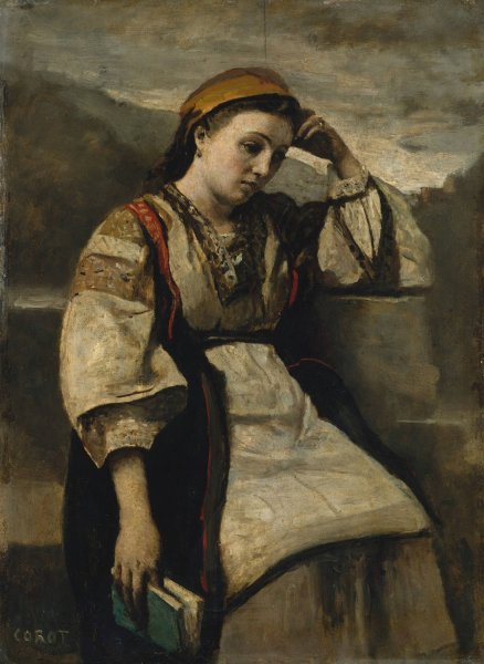 Reverie  by Jean-Baptiste-Camille Corot - Hand-Painted Oil Painting Reproduction