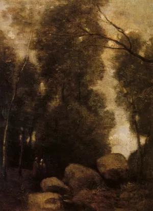 Rochers dans une Clairiere painting by Jean-Baptiste-Camille Corot