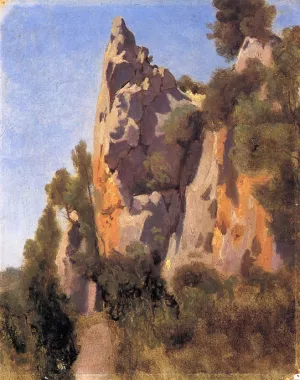 Rocks at Civita Castellana by Jean-Baptiste-Camille Corot Oil Painting