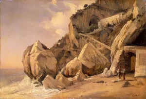 Rocks in Amalfi by Jean-Baptiste-Camille Corot Oil Painting