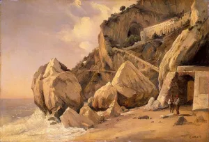 Rocks in Amalfi Oil painting by Jean-Baptiste-Camille Corot