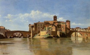 Rome - the Basilica of Constantine by Jean-Baptiste-Camille Corot Oil Painting