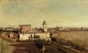 Rome, the Trinita dei Monti - View from the Villa Medici by Jean-Baptiste-Camille Corot Oil Painting