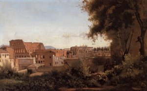Rome - View from the Farnese Gardens, Noon also known as Study of the Coliseum by Jean-Baptiste-Camille Corot Oil Painting