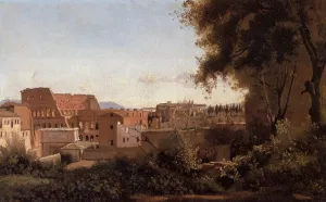 Rome - View from the Farnese Gardens, Noon Oil painting by Jean-Baptiste-Camille Corot