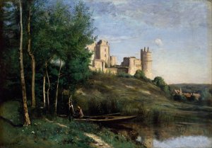 Ruins of the Chateau de Pierrefonds by Jean-Baptiste-Camille Corot Oil Painting