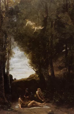 Saint Sebastian in a Landscape by Jean-Baptiste-Camille Corot Oil Painting