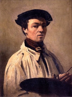 Self-Portrait, Palette in Hand by Jean-Baptiste-Camille Corot Oil Painting