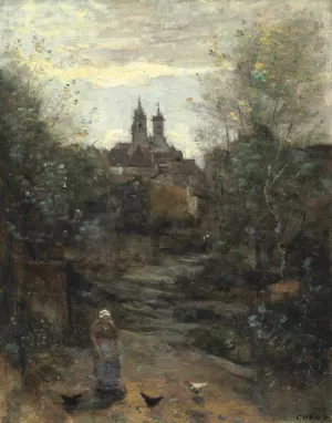 Semur, Le Chemin De L'eglise by Jean-Baptiste-Camille Corot Oil Painting