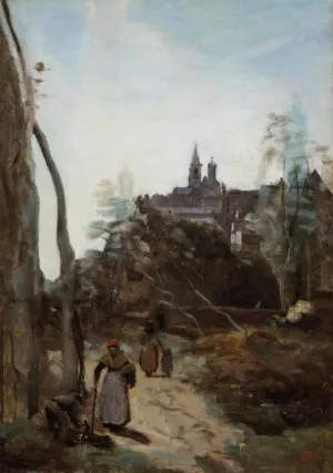 Semur, le chemin d'eglise by Jean-Baptiste-Camille Corot Oil Painting