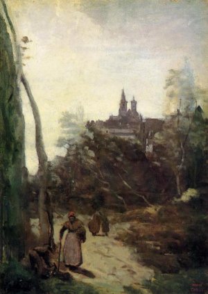 Semur - the Path from the Church by Jean-Baptiste-Camille Corot Oil Painting